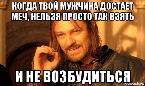 когда твой мужчина достает меч, нельзя просто так взять и не возбудиться, Мем Нельзя просто так взять и (Боромир мем)