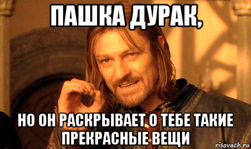 пашка дурак, но он раскрывает о тебе такие прекрасные вещи, Мем Нельзя просто так взять и (Боромир мем)