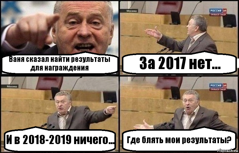 Ваня сказал найти результаты для награждения За 2017 нет... И в 2018-2019 ничего... Где блять мои результаты?, Комикс Жириновский