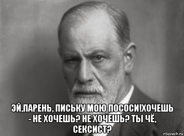  эй,парень, письку мою пососи!хочешь - не хочешь? не хочешь? ты чё, сексист?