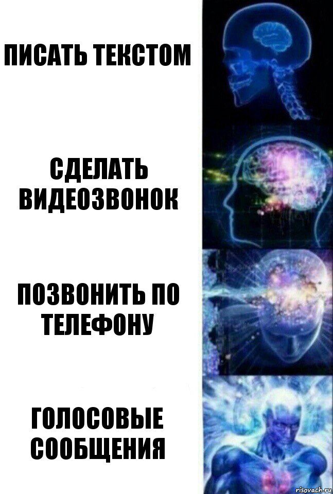 писать текстом сделать видеозвонок позвонить по телефону голосовые сообщения, Комикс  Сверхразум