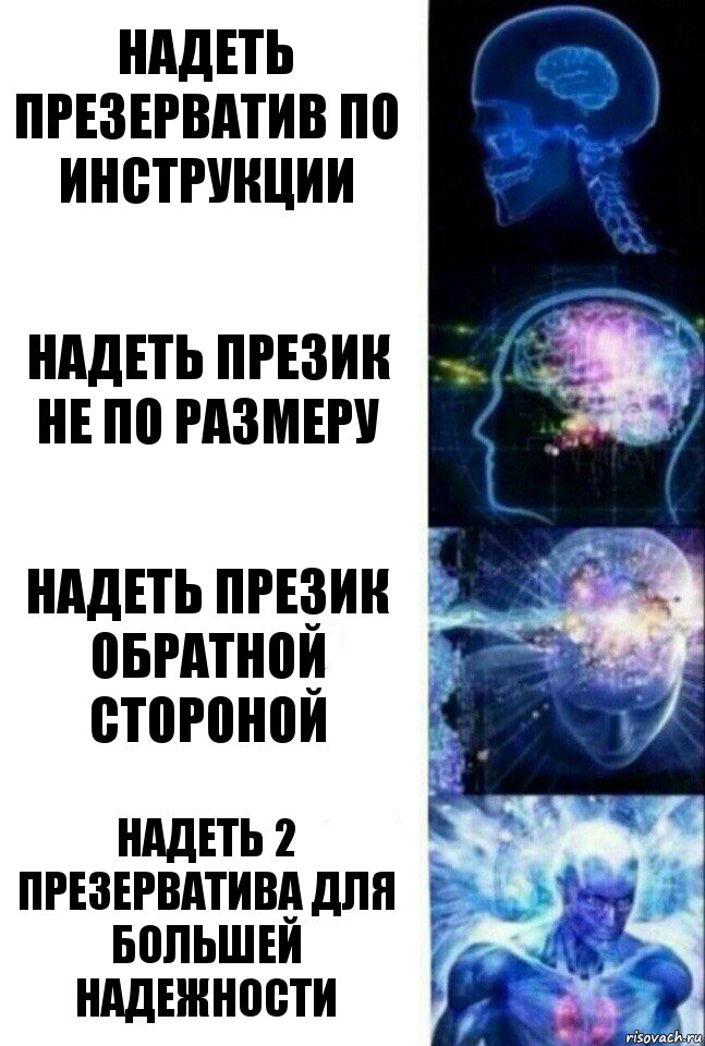 надеть презерватив по инструкции надеть презик не по размеру надеть презик обратной стороной надеть 2 презерватива для большей надежности, Комикс  Сверхразум