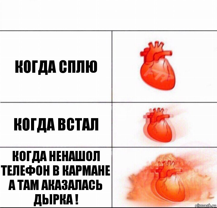 когда сплю когда встал когда ненашол телефон в кармане а там аказалась дырка !, Комикс  Расширяюшее сердце