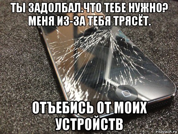 ты задолбал.что тебе нужно? меня из-за тебя трясёт. отъебись от моих устройств