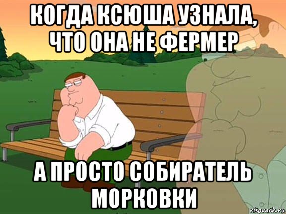 когда ксюша узнала, что она не фермер а просто собиратель морковки, Мем Задумчивый Гриффин