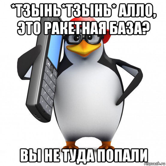 *тзынь*тзынь* алло, это ракетная база? вы не туда попали, Мем   Пингвин звонит