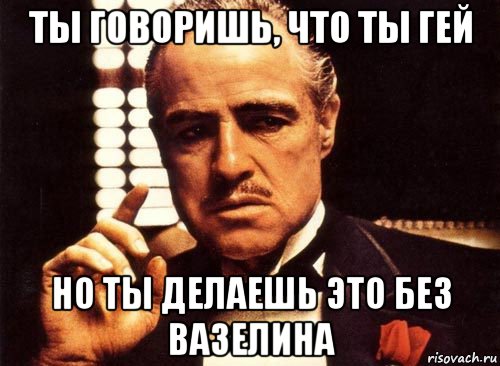 ты говоришь, что ты гей но ты делаешь это без вазелина, Мем крестный отец