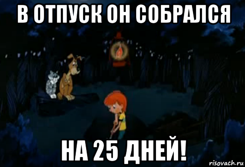 в отпуск он собрался на 25 дней!