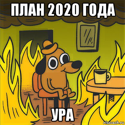 план 2020 года ура, Мем Собака в огне