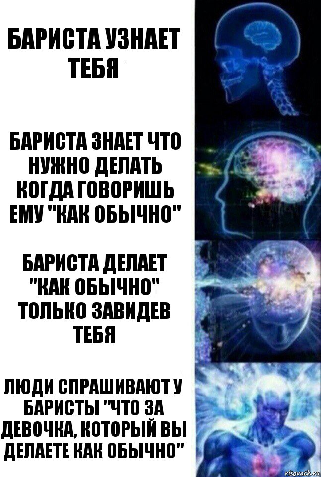 бариста узнает тебя бариста знает что нужно делать когда говоришь ему "как обычно" бариста делает "как обычно" только завидев тебя люди спрашивают у баристы "что за девочка, который вы делаете как обычно", Комикс  Сверхразум