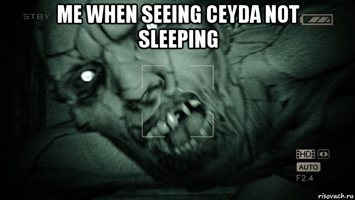 me when seeing ceyda not sleeping , Мем Аутласт