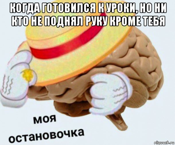 когда готовился к уроки, но ни кто не поднял руку кроме тебя , Мем   Моя остановочка мозг