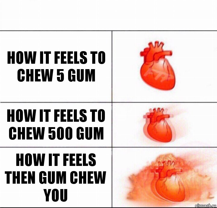 How it feels to chew 5 gum How it feels to chew 500 gum How it feels then gum chew you, Комикс  Расширяюшее сердце