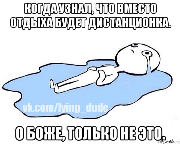 когда узнал, что вместо отдыха будет дистанционка. о боже, только не это.