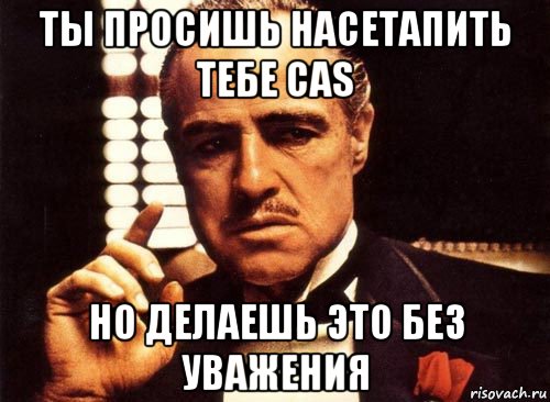 ты просишь насетапить тебе cas но делаешь это без уважения, Мем крестный отец