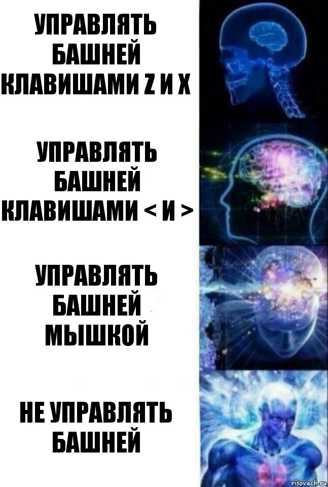 Управлять башней клавишами Z и X Управлять башней клавишами < и > Управлять башней мышкой Не управлять башней, Комикс  Сверхразум