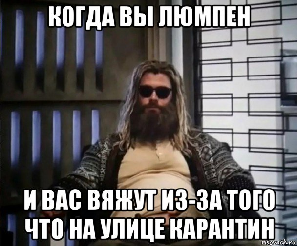 когда вы люмпен и вас вяжут из-за того что на улице карантин, Мем Толстый Тор