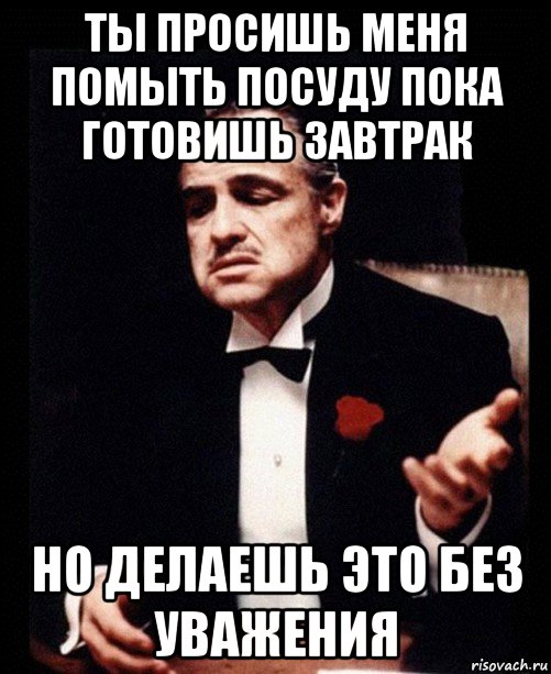 ты просишь меня помыть посуду пока готовишь завтрак но делаешь это без уважения