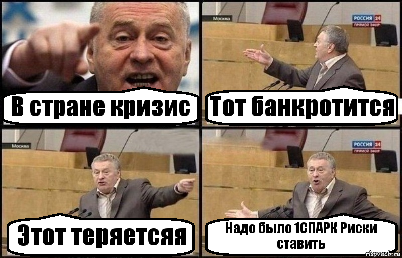 В стране кризис Тот банкротится Этот теряетсяя Надо было 1СПАРК Риски ставить, Комикс Жириновский