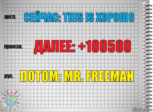 Сейчас: this is хорошо Далее: +100500 Потом: mr. freeman, Комикс  Перевод с английского