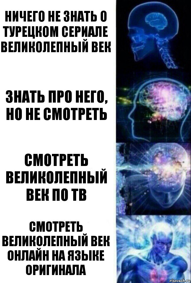 Ничего не знать о турецком сериале Великолепный Век Знать про него, но не смотреть Смотреть Великолепный Век по ТВ Смотреть Великолепный Век онлайн на языке оригинала, Комикс  Сверхразум