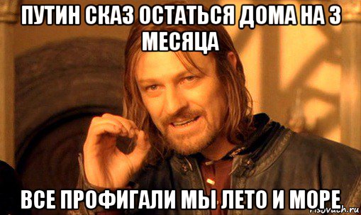 путин сказ остаться дома на 3 месяца все профигали мы лето и море, Мем Нельзя просто так взять и (Боромир мем)