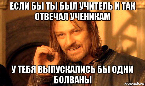 если бы ты был учитель и так отвечал ученикам у тебя выпускались бы одни болваны, Мем Нельзя просто так взять и (Боромир мем)