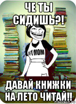 че ты сидишь?! давай книжки на лето читай!!, Мем Мама