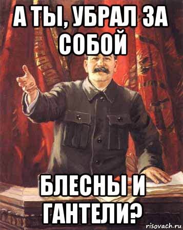 а ты, убрал за собой блесны и гантели?, Мем  сталин цветной