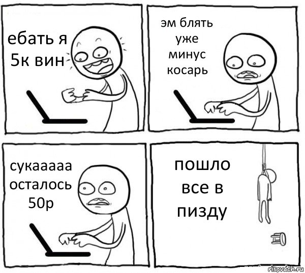 ебать я 5к вин эм блять уже минус косарь сукааааа осталось 50р пошло все в пизду, Комикс интернет убивает