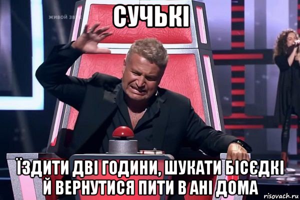 сучькі їздити дві години, шукати бісєдкі й вернутися пити в ані дома, Мем   Отчаянный Агутин