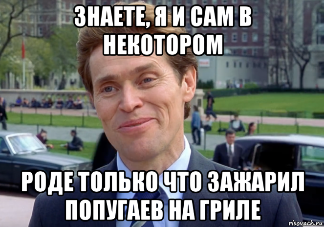 знаете, я и сам в некотором роде только что зажарил попугаев на гриле, Мем Знаете я и сам своего рода учёный