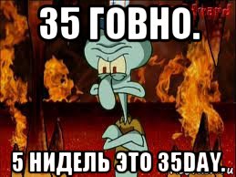 35 говно. 5 нидель это 35day., Мем злой сквидвард