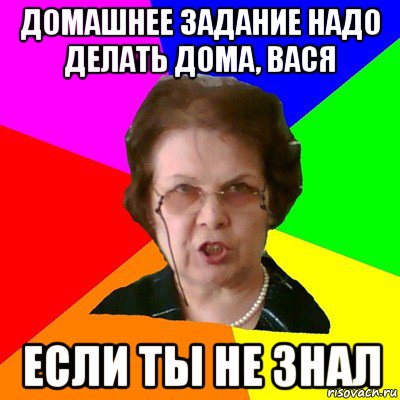 домашнее задание надо делать дома, вася если ты не знал, Мем Типичная училка