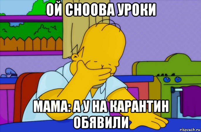 ой сноова уроки мама: а у на карантин обявили, Мем Homer simpson facepalm