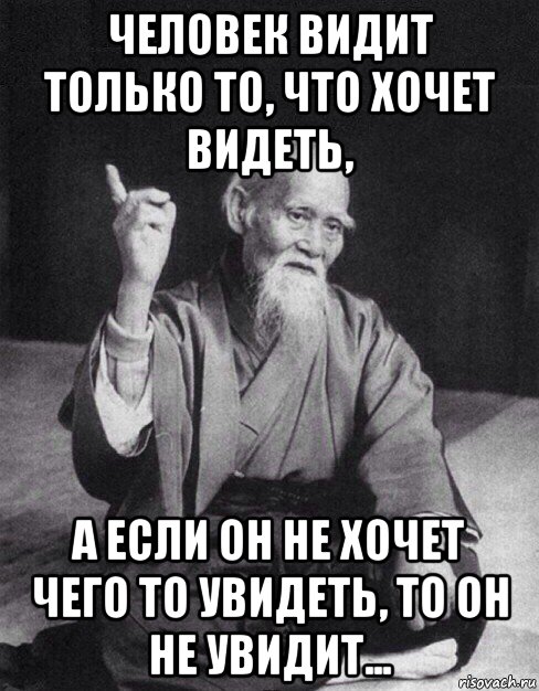 человек видит только то, что хочет видеть, а если он не хочет чего то увидеть, то он не увидит..., Мем Монах-мудрец (сэнсей)