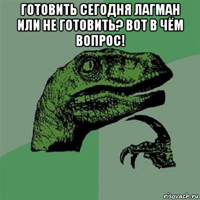 готовить сегодня лагман или не готовить? вот в чём вопрос! , Мем Филосораптор