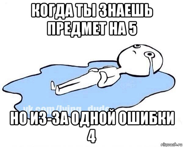 когда ты знаешь предмет на 5 но из-за одной ошибки 4, Мем Этот момент когда