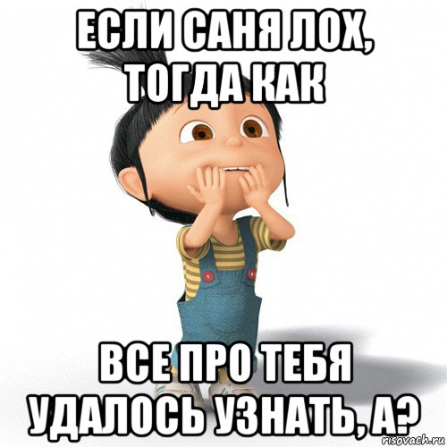 если саня лох, тогда как все про тебя удалось узнать, а?, Мем Радостная Агнес