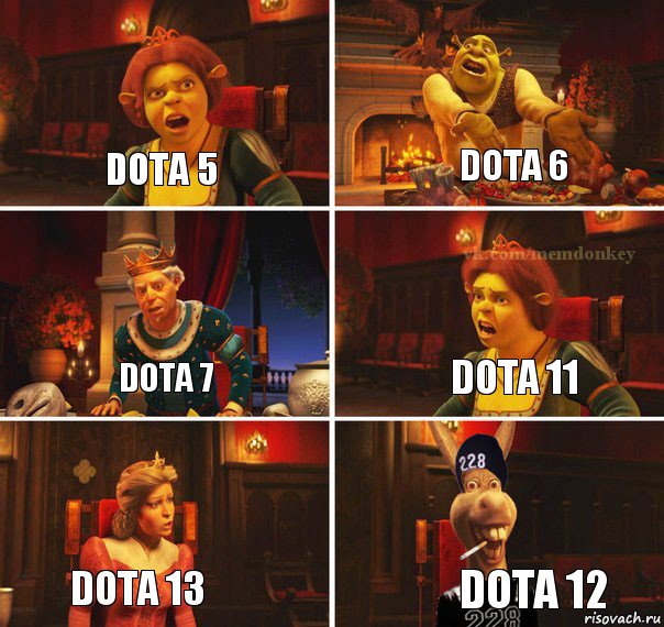 dota 5 dota 6 dota 7 dota 11 dota 13 dota 12, Комикс  Мем осла из шрека гопник