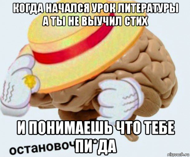 когда начался урок литературы а ты не выучил стих и понимаешь что тебе пи*да, Мем   Моя остановочка мозг