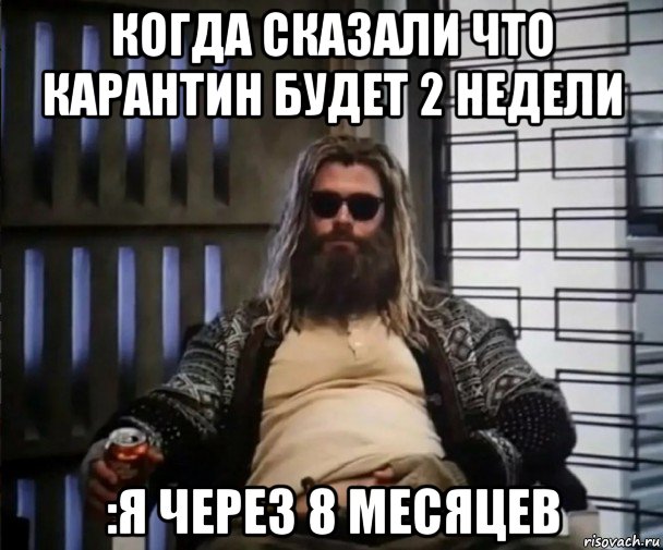 когда сказали что карантин будет 2 недели :я через 8 месяцев, Мем Толстый Тор