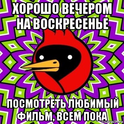 хорошо вечером на воскресенье посмотреть любимый фильм, всем пока, Мем Омская птица