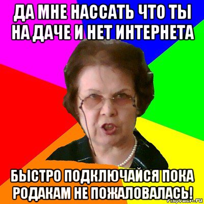 да мне нассать что ты на даче и нет интернета быстро подключайся пока родакам не пожаловалась!, Мем Типичная училка