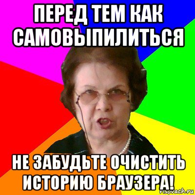 перед тем как самовыпилиться не забудьте очистить историю браузера!, Мем Типичная училка