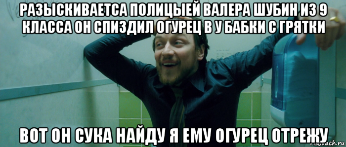 разыскиваетса полицыей валера шубин из 9 класса он спиздил огурец в у бабки с грятки вот он сука найду я ему огурец отрежу, Мем  Что происходит