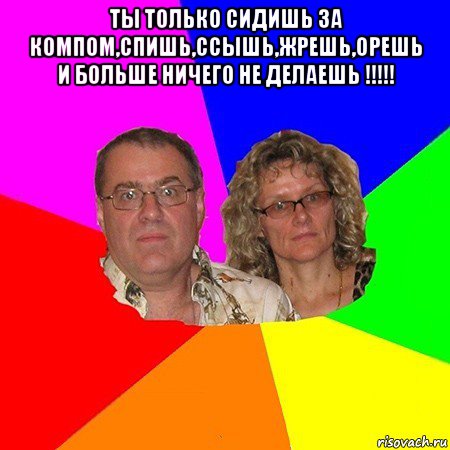 ты только сидишь за компом,спишь,ссышь,жрешь,орешь и больше ничего не делаешь !!!!! , Мем  Типичные родители