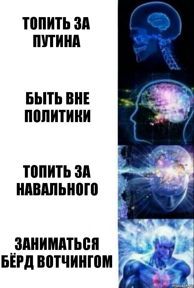 Топить за Путина Быть вне политики Топить за Навального Заниматься бёрд вотчингом