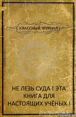 КЛАССНЫЙ ЖУРНАЛ НЕ ЛЕЗЬ СУДА ! ЭТА КНИГА ДЛЯ НАСТОЯЩИХ УЧЁНЫХ !, Комикс обложка книги