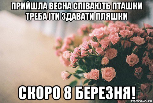 прийшла весна співають пташки треба іти здавати пляшки скоро 8 березня!